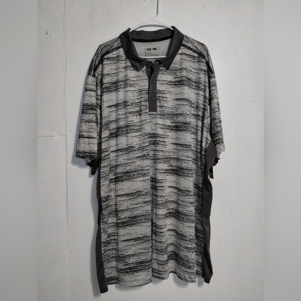 MSX by Michael Strahan Men's Gray Striped Shirt Size (4XLT)